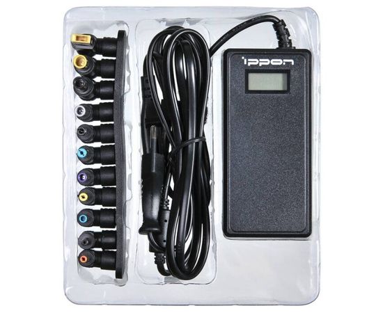  Блок питания Ippon (D90U) автоматический 90W 15V-19.5V 11-connectors 8A 1xUSB 2.1A от бытовой электросети LСD индикатор 