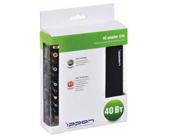  Блок питания Ippon (E40) автоматический 40W 18.5V-20V 11-connectors 0.7A от бытовой электросети LED индикатор 