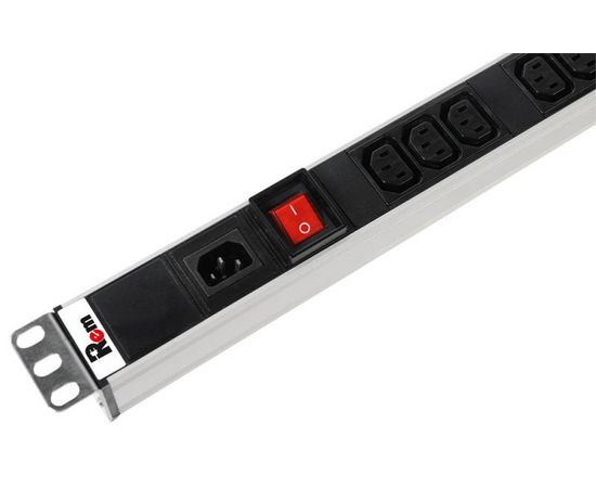  Вертикальный блок розеток Rem-16 с выкл., 15  Shuko, 10 C13, вход  IEC 60320 C20 16A, алюм., 42-48U 