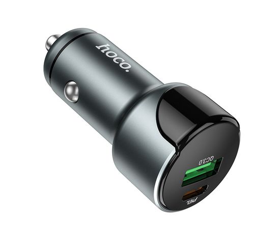  АЗУ HOCO Z42 Light road 2USB digital display PD20W, QC3.0  (серый) 
