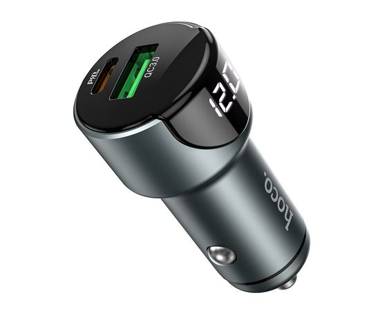  АЗУ HOCO Z42 Light road 2USB digital display PD20W, QC3.0  (серый) 