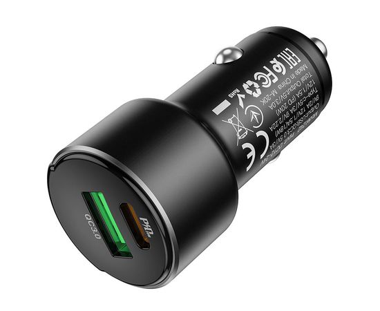  АЗУ HOCO Z42 Light road 2USB digital display PD20W, QC3.0  (серый) 