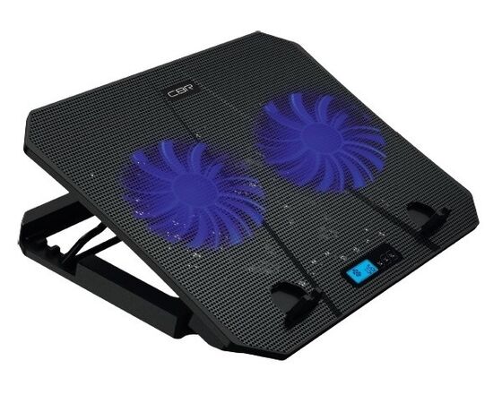  Подставка для ноутбука CBR CLP 15512D, 15,6", 370x265x32 мм, с охлаждением, 2xUSB, вентиляторы 2х110 мм, 51 CFM, LED-подсветка, LCD-дисплей 