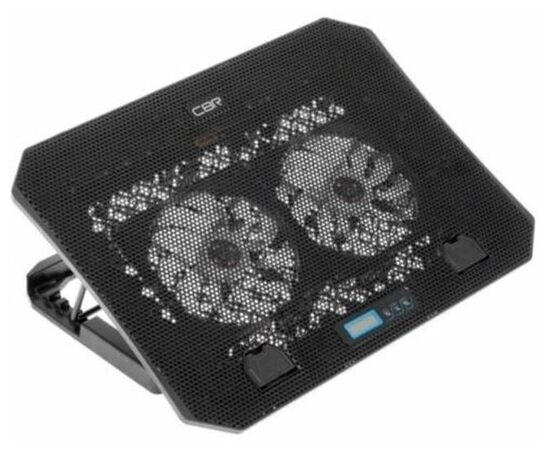  Подставка для ноутбука CBR CLP 15512D, 15,6", 370x265x32 мм, с охлаждением, 2xUSB, вентиляторы 2х110 мм, 51 CFM, LED-подсветка, LCD-дисплей 