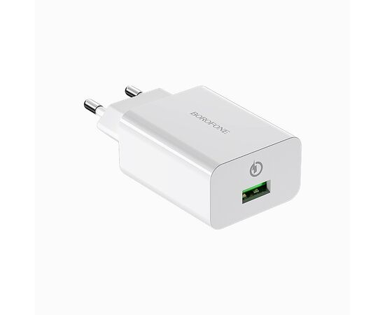  Адаптер Сетевой с кабелем Borofone BA21A Long QC3.0 1USB/5V/3A +micro USB (white) 