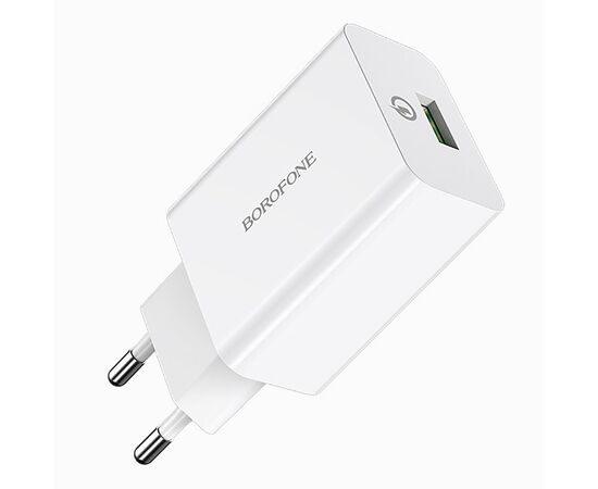  Адаптер Сетевой с кабелем Borofone BA21A Long QC3.0 1USB/5V/3A +micro USB (white) 