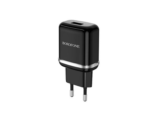  Адаптер Сетевой с кабелем Borofone BA36A High 1USB/5V/3A QC3.0 +micro USB (black) 