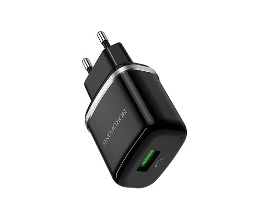  Адаптер Сетевой с кабелем Borofone BA36A High 1USB/5V/3A QC3.0 +micro USB (black) 
