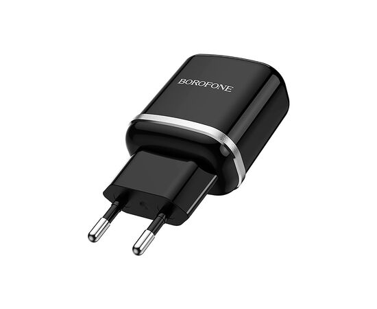  Адаптер Сетевой с кабелем Borofone BA36A High 1USB/5V/3A QC3.0 +micro USB (black) 