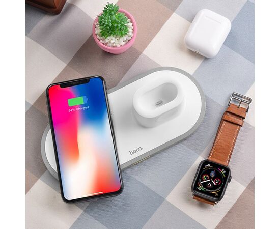  ЗУ Сетевое Беспроводное Hoco CW21 Wisdom 3-in-1 (white) 