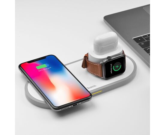  ЗУ Сетевое Беспроводное Hoco CW21 Wisdom 3-in-1 (white) 