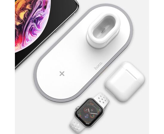  ЗУ Сетевое Беспроводное Hoco CW21 Wisdom 3-in-1 (white) 
