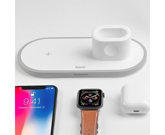  ЗУ Сетевое Беспроводное Hoco CW21 Wisdom 3-in-1 (white) 