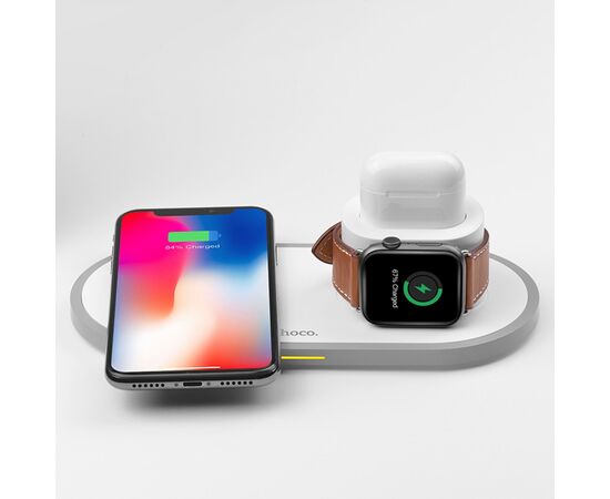  ЗУ Сетевое Беспроводное Hoco CW21 Wisdom 3-in-1 (white) 