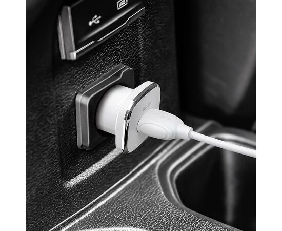  Блок питания автомобильный 1 USB Borofone, BZ12A, Lasting power, 3A, пластик, QC3.0, кабель микро USB, цвет: белый (1/44/176) 