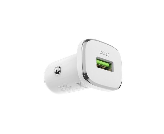  Блок питания автомобильный 1 USB Borofone, BZ12A, Lasting power, 3A, пластик, QC3.0, кабель микро USB, цвет: белый (1/44/176) 