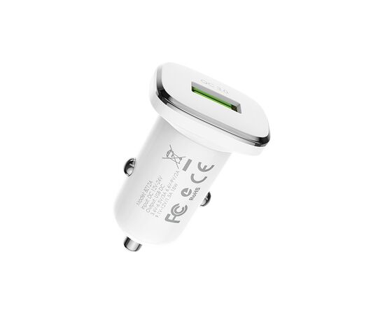  Блок питания автомобильный 1 USB Borofone, BZ12A, Lasting power, 3A, пластик, QC3.0, кабель микро USB, цвет: белый (1/44/176) 