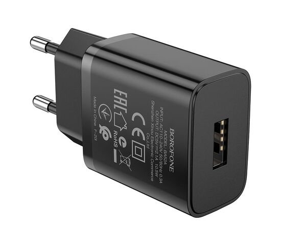  Блок питания сетевой 1 USB HOCO, C72Q, Glorious, 3A, пластик, QC3.0, кабель микро USB, цвет: белый 