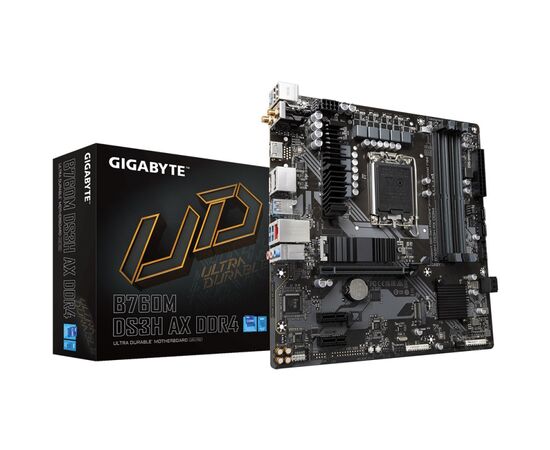 MB s1700 Gigabyte B760M DS3H AX DDR4, Intel B760, 4xDDR4-3200 МГц, 1xPCI-Ex16, 2xM.2, Micro-ATX 