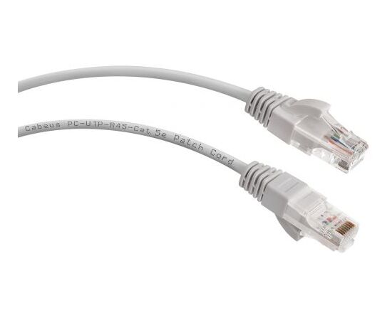  Патч-корд Cabeus (PC-UTP-RJ45-Cat.5e-2m) U/UTP, категория 5е, 2xRJ45/8p8c, неэкранированный, серый, PVC, 2м 