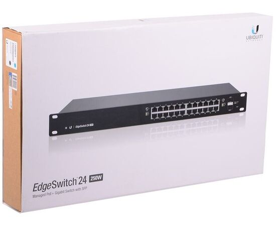  Коммутатор Ubiquiti EdgeSwitch 24-250W (ES-24-250W) 24 порта, раздача питания 24/48В на всех портах, суммарная мощность 250W (728565) (022241) 