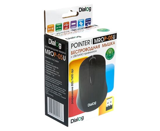  Мышь оптическая беспроводная Dialog Pointer MROP-05U (black) (50607) 