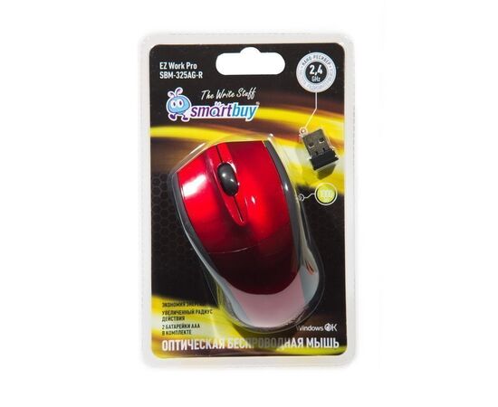 Мышь оптическая беспроводная Smart Buy SBM-325AG-R (red) (38276) 