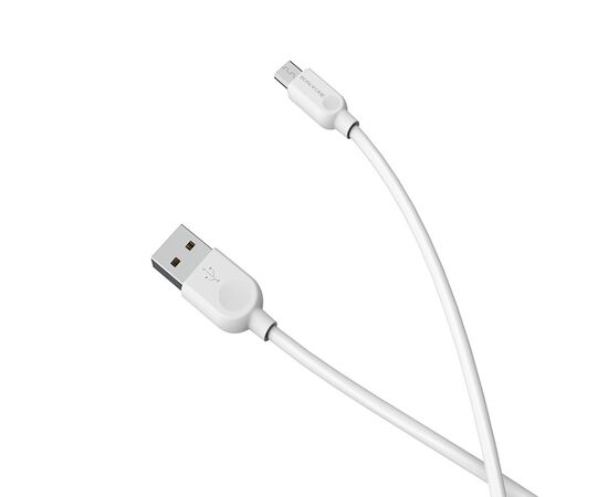  Кабель USB - микро USB Borofone BX14, 1.0м, круглый, 2.4A, силикон, цвет: белый (1/360) 
