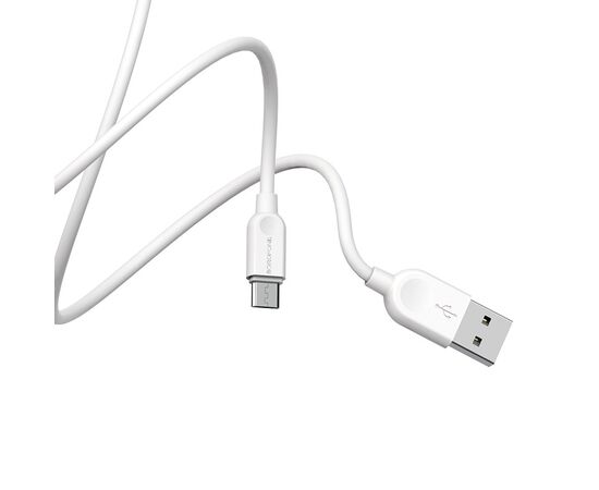  Кабель USB - микро USB Borofone BX14, 1.0м, круглый, 2.4A, силикон, цвет: белый (1/360) 