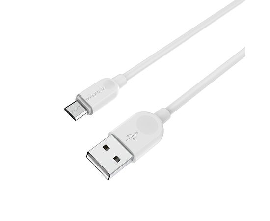  Кабель USB - микро USB Borofone BX14, 1.0м, круглый, 2.4A, силикон, цвет: белый (1/360) 