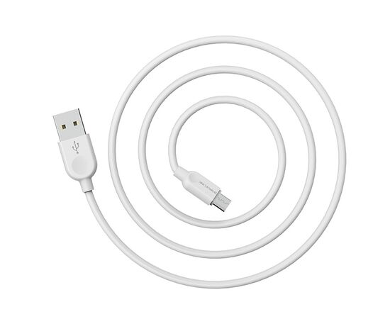  Кабель USB - микро USB Borofone BX14, 1.0м, круглый, 2.4A, силикон, цвет: белый (1/360) 