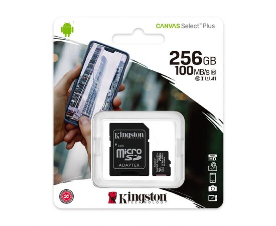  Карта памяти Kingston microSDHC 256Gb Class10 SDCS2/256GBSP CanvSelect Plus 