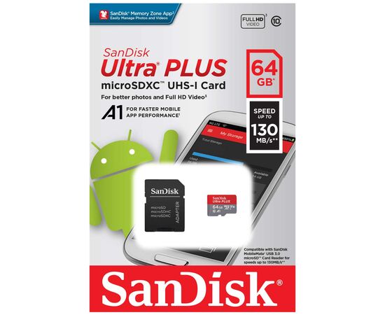 Карта памяти SANDISK MicroSDHC 64GB SDSQQVR-064G-GN6IA UHS-3 