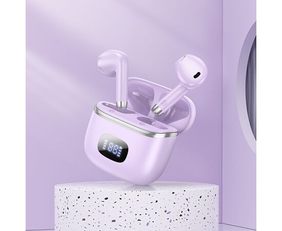  Наушники внутриканальные HOCO EQ1 Music, пластик, bluetooth 5.3, микрофон, цвет: фиолетовый (1/14/140) 