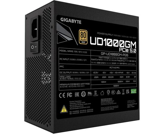  Блок питания Gigabyte UD1000GM PG5 ( GP-UD1000GM PG5) ATX 1000W 80+ gold (24+4+4pin) APFC 120mm fan 8xSATA Cab Manag RTL 