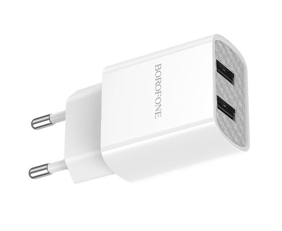  Блок питания сетевой 2 USB Borofone, BA53A, Powerway, 2100mA, пластик, кабель микро USB, цвет: белый(1/48/192) 