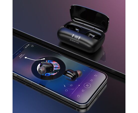 Наушники внутриканальные Borofone BE55, Perfect, пластик, микрофон, bluetooth 5.1, LED-экран, цвет: чёрный (1/99) 