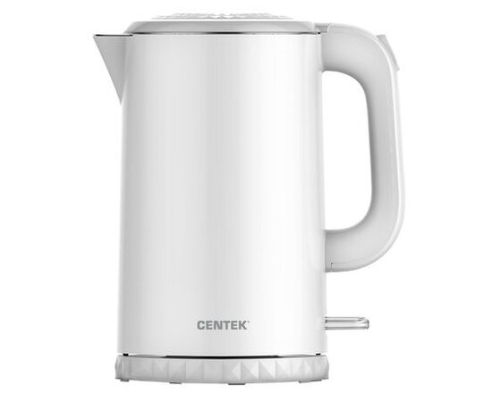  Чайник Centek СТ-0020 (белый) металл 1 .7л, 2200Вт. бесшовная колба. двойные стенки 