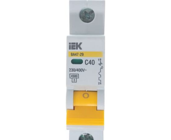  Выключатель IEK ВА47-29 (MVA20-1-040-C) автоматический 40A тип C 4.5kA 1П 230/400В 1мод белый (упак. 1шт) 