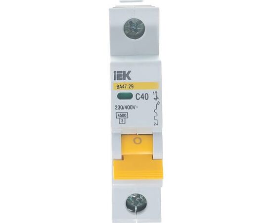  Выключатель IEK ВА47-29 (MVA20-1-040-C) автоматический 40A тип C 4.5kA 1П 230/400В 1мод белый (упак. 1шт) 