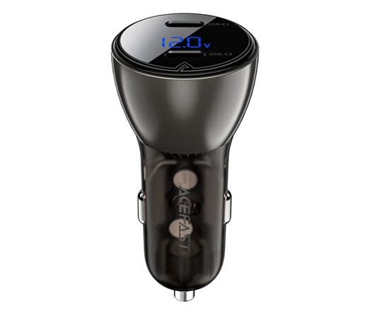  АЗУ ACEFAST B10 metal car charger 60W (USB-C + USB-C) with digital display (черный) 