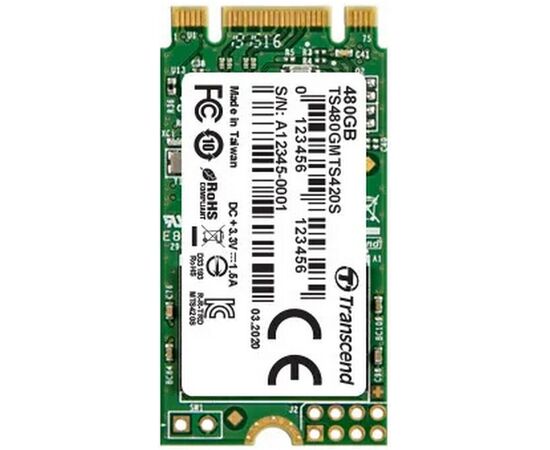  Внутренний SSD  Transcend  480GB  MTS420, SATA-III R/W - 500/560 MB/s, (M.2), 2242, 3D NAND 