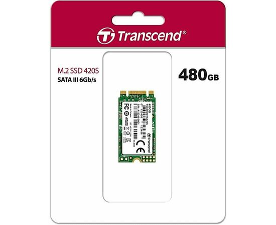  Внутренний SSD  Transcend  480GB  MTS420, SATA-III R/W - 500/560 MB/s, (M.2), 2242, 3D NAND 