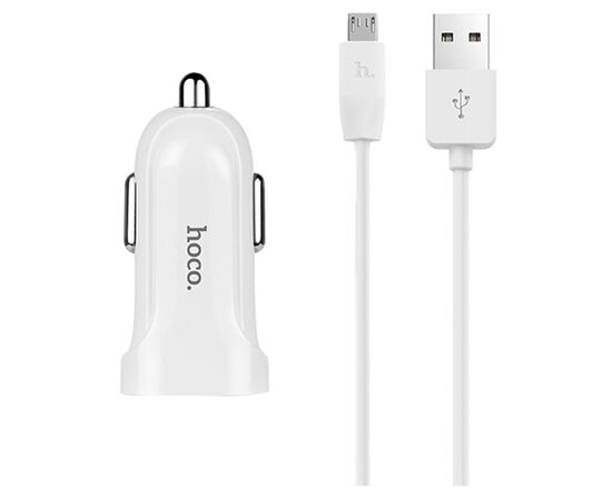  Автомобильное зарядное устройство HOCO Z2, 1xUSB с Кабелем USB - Micro, 1.5A, белый 