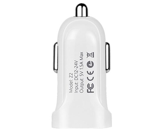  Автомобильное зарядное устройство HOCO Z2, 1xUSB с Кабелем USB - Micro, 1.5A, белый 