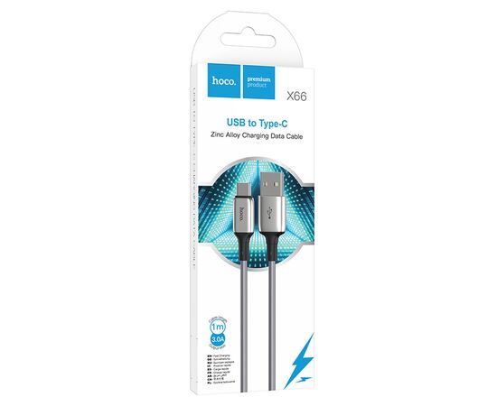  Кабель USB HOCO X66 Howdy USB - Type-C, 3A, 1 м, серый 