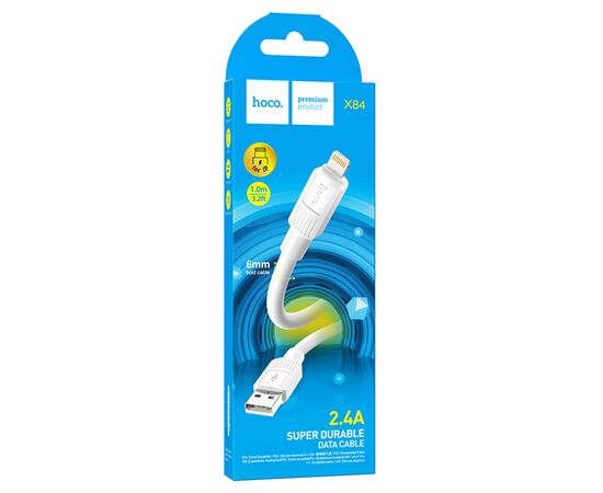  Кабель USB HOCO X84 Solid USB - Lightning, 2.4А, 1 м, белый 
