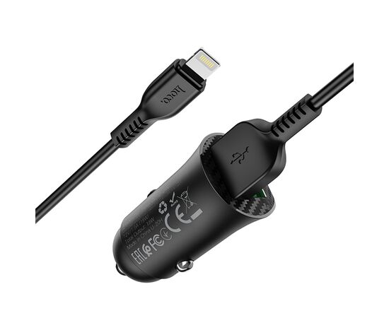 Автомобильное зарядное устройство HOCO Z39 Farsighted, 2xUSB с Кабелем USB - Lightning, 18W, черный 