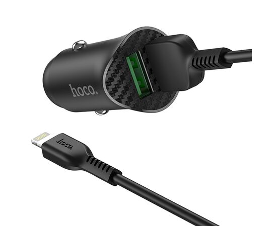  Автомобильное зарядное устройство HOCO Z39 Farsighted, 2xUSB с Кабелем USB - Lightning, 18W, черный 