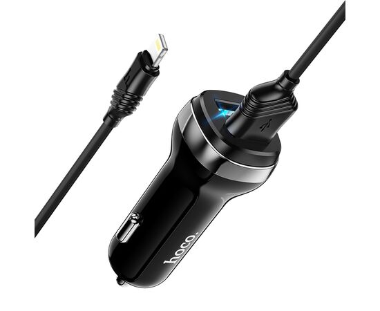  Автомобильное зарядное устройство HOCO Z40 Superior, 2xUSB с Кабелем USB - Lightning, 2.4A, черный 